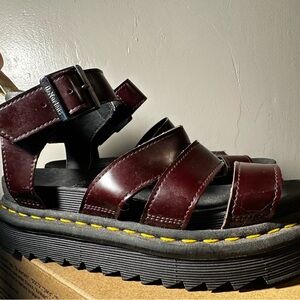 Dr. Martens Burgundy Strappy Sandals